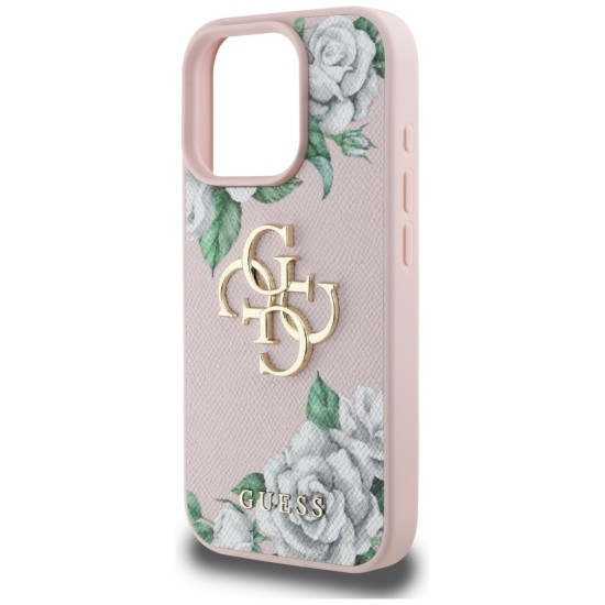 Guess Grained Roses Big 4G logo iPhone 16 Pro case - pink Guess Grained Roses Big 4G logo iPhone 16 Pro case - pink