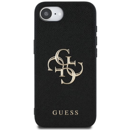 Guess PU Grained 4G Metal Logo case for iPhone 16e - black Guess PU Grained 4G Metal Logo case for iPhone 16e - black