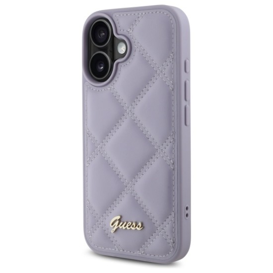 Guess Quilted Metal Logo case for iPhone 16 - light purple Guess Quilted Metal Logo case for iPhone 16 - light purple