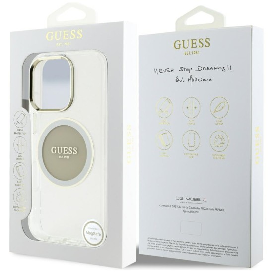 Guess IML Metal Colored Circle Classic Logo MagSafe case for iPhone 16 Pro - gray Guess IML Metal Colored Circle Classic Logo MagSafe case for iPhone 16 Pro - gray