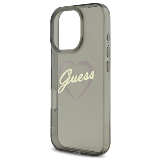 Guess IML Heart Case for iPhone 16 Pro - Black