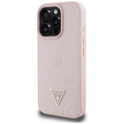 Guess Grained Hot Stamp Peony Triangle Logo MagSafe iPhone 16 Pro Case - Pink Guess Grained Hot Stamp Peony Triangle Logo MagSafe iPhone 16 Pro Case - Pink