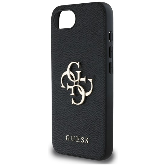 Guess PU Grained 4G Metal Logo case for iPhone 16e - black Guess PU Grained 4G Metal Logo case for iPhone 16e - black