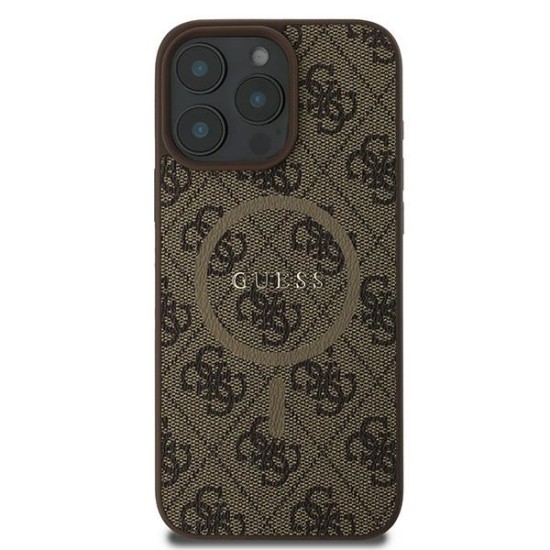 Guess 4G Ring Classic Logo MagSafe iPhone 16 Pro Case - Brown