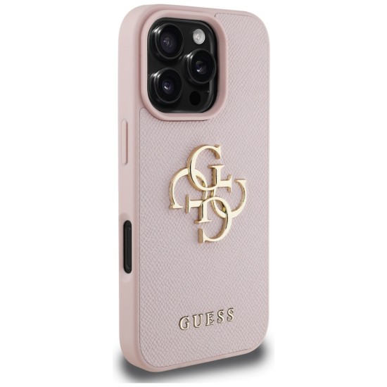 Guess Grained Big 4G Logo Small Classic Logo Case for iPhone 16 Pro - Pink Guess Grained Big 4G Logo Small Classic Logo Case for iPhone 16 Pro - Pink