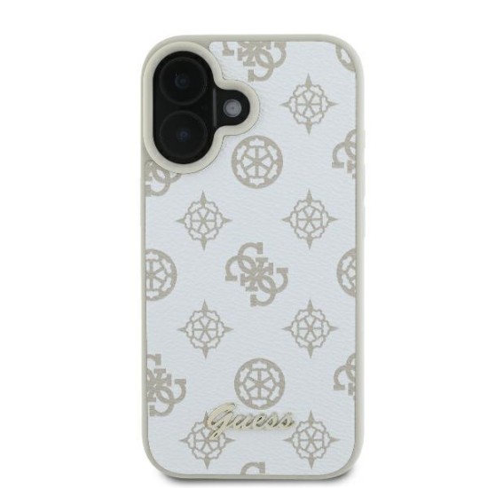 Guess Peony Script Logo MagSafe iPhone 16 Case - White Guess Peony Script Logo MagSafe iPhone 16 Case - White