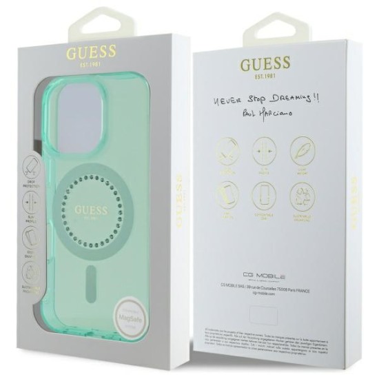 Guess IML Rhinestones MagSafe iPhone 16 Pro Case - Green