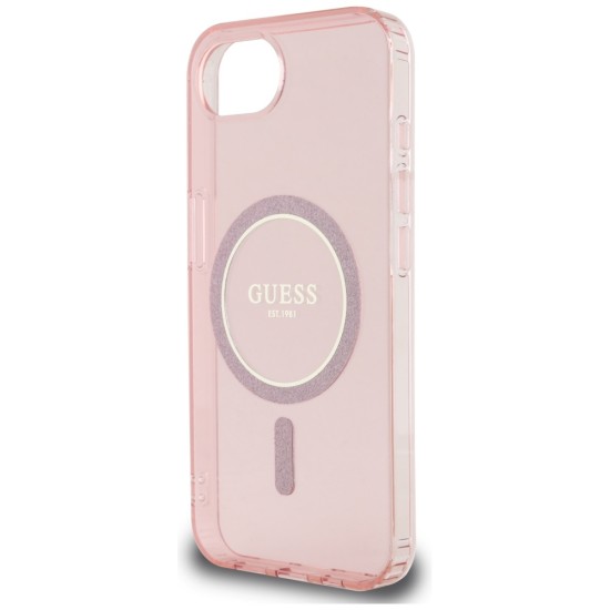 Guess IML Glitter Circle MagSafe case for iPhone 16e - pink Guess IML Glitter Circle MagSafe case for iPhone 16e - pink