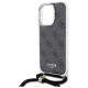Guess Crossbody Cord 4G Print Case with Lanyard for iPhone 16 Pro - Black