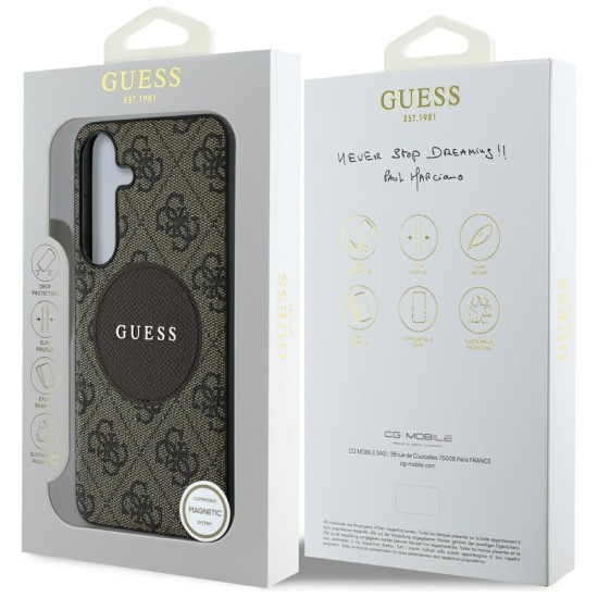 Guess 4G Round Patch Classic Logo MagSafe Case for Samsung Galaxy S25 Plus Brown Guess 4G Round Patch Classic Logo MagSafe Case for Samsung Galaxy S25 Plus Brown