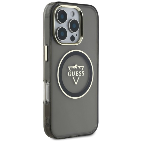 Guess IML Metal Mountain Logo MagSafe iPhone 16 Pro Max Case - Black Guess IML Metal Mountain Logo MagSafe iPhone 16 Pro Max Case - Black