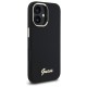 Guess Silicone Script Metal Logo &amp;amp; Frame Case for iPhone 16 - Black