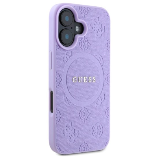 Guess Saffiano Peony Classic Logo MagSafena iPhone 16 Plus Case - Purple Guess Saffiano Peony Classic Logo MagSafena iPhone 16 Plus Case - Purple