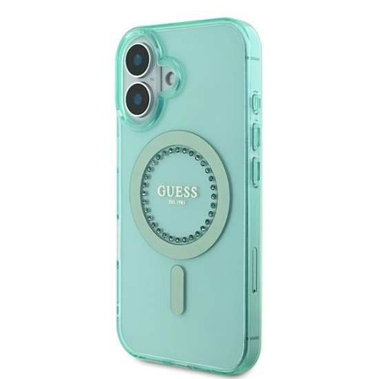 Guess IML Rhinestones MagSafe iPhone 16 Plus Case - Green Guess IML Rhinestones MagSafe iPhone 16 Plus Case - Green