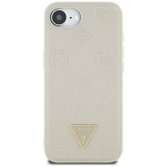 Guess Grained Hot Stamp Peony Triangle Logo MagSafe case for iPhone 16e - beige