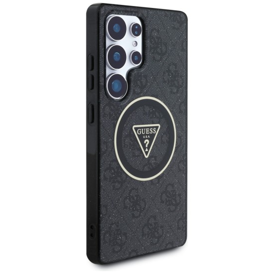 Guess 4G Glitter Triangle Buttons MagSafe Case for Samsung Galaxy S25 Ultra Black