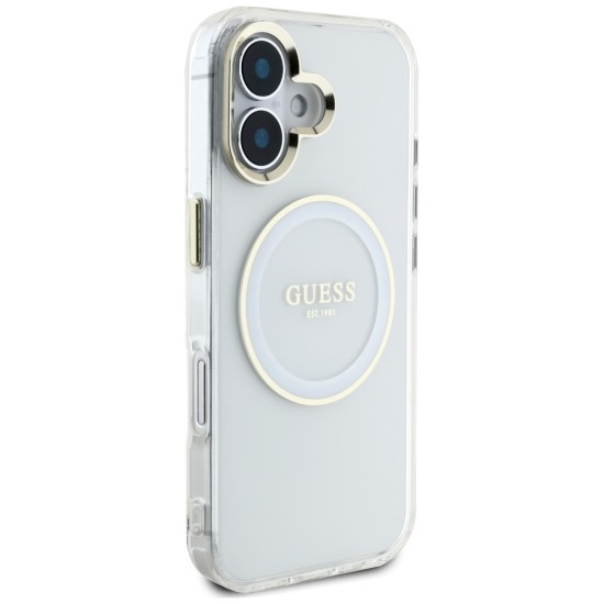 Guess IML Metal Colored Circle Classic Logo MagSafe case for iPhone 16 - white Guess IML Metal Colored Circle Classic Logo MagSafe case for iPhone 16 - white