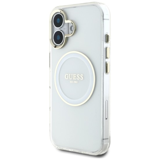 Guess IML Metal Colored Circle Classic Logo MagSafe case for iPhone 16 - white Guess IML Metal Colored Circle Classic Logo MagSafe case for iPhone 16 - white