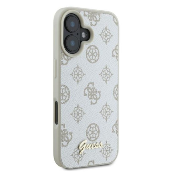 Guess Peony Script Logo MagSafe iPhone 16 Case - White Guess Peony Script Logo MagSafe iPhone 16 Case - White
