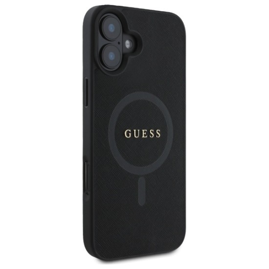 Guess Saffiano Classic Logo MagSafe case for iPhone 16 - black Guess Saffiano Classic Logo MagSafe case for iPhone 16 - black