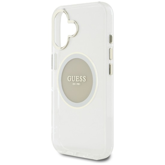Guess IML Metal Colored Circle Classic Logo MagSafe case for iPhone 16 - gray Guess IML Metal Colored Circle Classic Logo MagSafe case for iPhone 16 - gray
