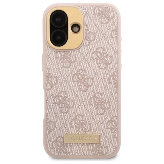 Guess 4G Logo Plate MagSafe iPhone 16 Case - Pink Guess 4G Logo Plate MagSafe iPhone 16 Case - Pink