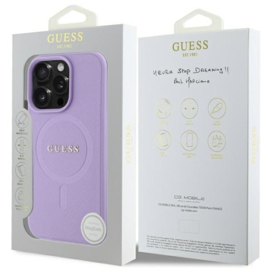 Guess Saffiano MagSafe iPhone 16 Pro Max Case - Purple Guess Saffiano MagSafe iPhone 16 Pro Max Case - Purple