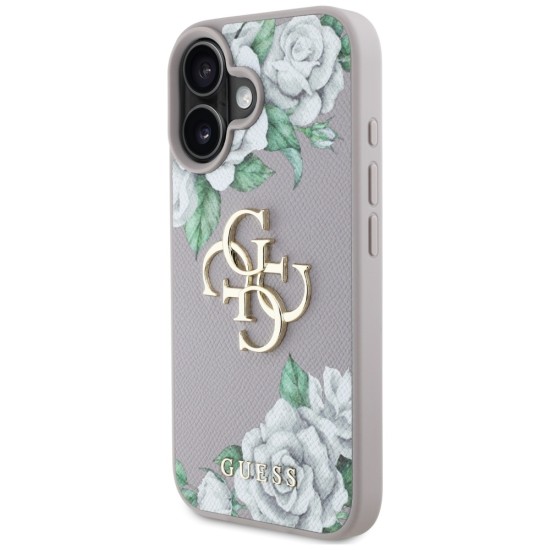 Guess Grained Roses Big 4G Logo iPhone 16 Case - Purple Guess Grained Roses Big 4G Logo iPhone 16 Case - Purple