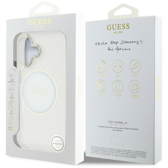 Guess IML Metal Colored Circle Classic Logo MagSafe case for iPhone 16 - white Guess IML Metal Colored Circle Classic Logo MagSafe case for iPhone 16 - white