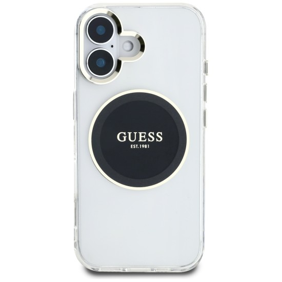 Guess IML Metal Colored Circle Classic Logo MagSafe case for iPhone 16 - black Guess IML Metal Colored Circle Classic Logo MagSafe case for iPhone 16 - black
