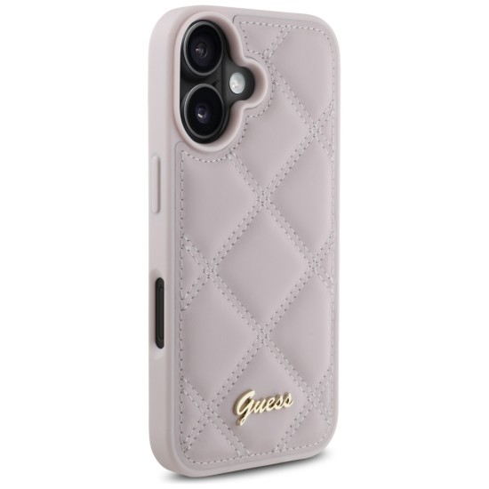 Guess Quilted Metal Logo iPhone 16 Case - Pink Guess Quilted Metal Logo iPhone 16 Case - Pink