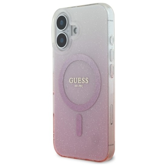 Guess IML Glitter Gradient MagSafe iPhone 16 Case - Pink Guess IML Glitter Gradient MagSafe iPhone 16 Case - Pink