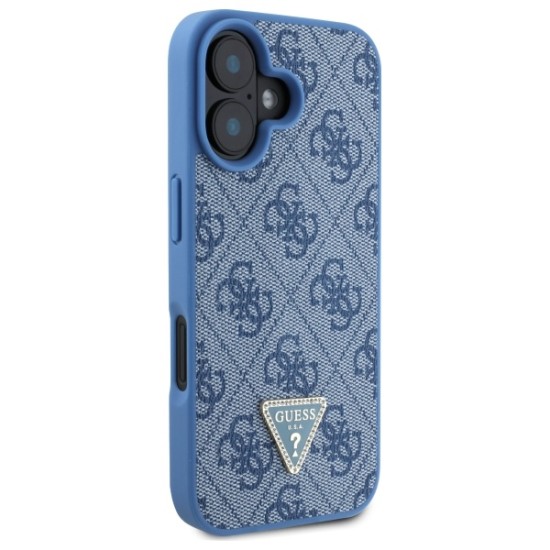 Guess Leather Metal Logo Strass Crossbody Case for iPhone 16 - Blue Guess Leather Metal Logo Strass Crossbody Case for iPhone 16 - Blue