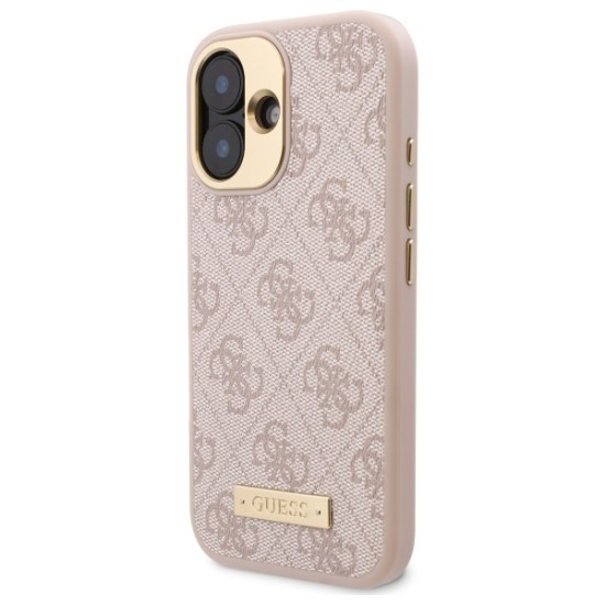 Guess 4G Logo Plate MagSafe iPhone 16 Case - Pink Guess 4G Logo Plate MagSafe iPhone 16 Case - Pink