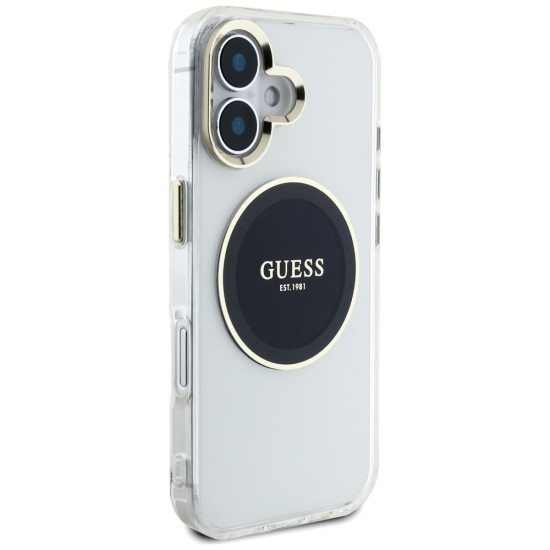 Guess IML Metal Colored Circle Classic Logo MagSafe case for iPhone 16 - black Guess IML Metal Colored Circle Classic Logo MagSafe case for iPhone 16 - black