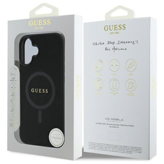 Guess Saffiano Classic Logo MagSafe case for iPhone 16 - black Guess Saffiano Classic Logo MagSafe case for iPhone 16 - black