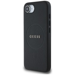 Guess PU Grained Classic Logo case with MagSafe for iPhone 16e - black Guess PU Grained Classic Logo case with MagSafe for iPhone 16e - black
