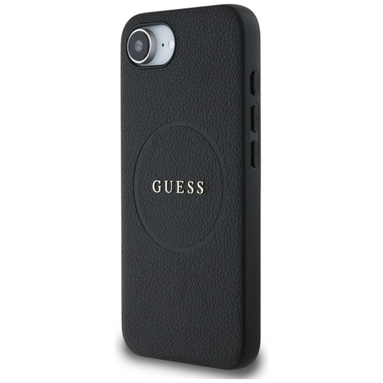 Guess PU Grained Classic Logo case with MagSafe for iPhone 16e - black Guess PU Grained Classic Logo case with MagSafe for iPhone 16e - black