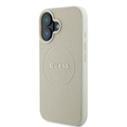 Guess Grained Ring MagSafe case for iPhone 16 - beige Guess Grained Ring MagSafe case for iPhone 16 - beige