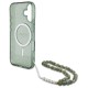 Guess IML Glitter With Pearl Strap MagSafe case for iPhone 16 Plus - green Guess IML Glitter With Pearl Strap MagSafe case for iPhone 16 Plus - green