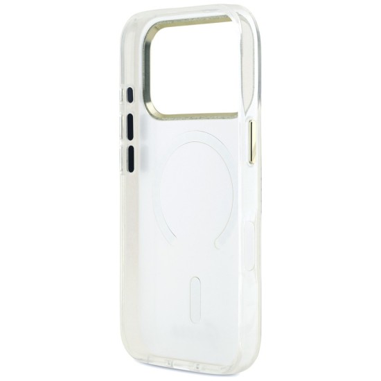 Guess IML Shell Script Metal MagSafe Case for iPhone 17 Pro Max - White