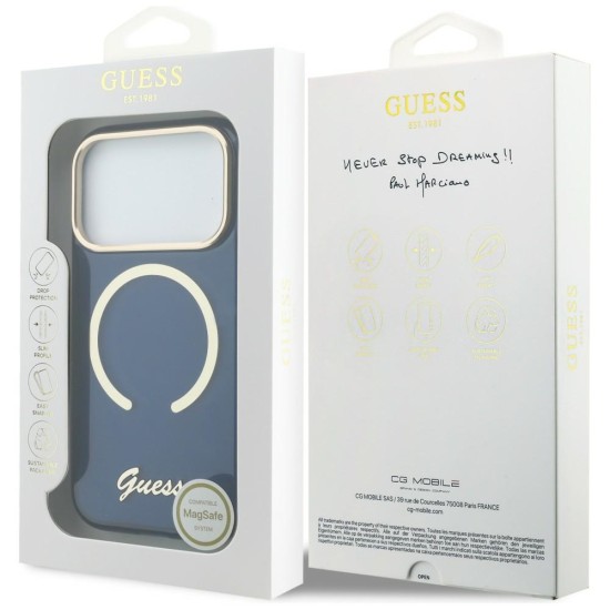 Guess IML Script Metal MagSafe Case for iPhone 17 Pro Max - Blue Guess IML Script Metal MagSafe Case for iPhone 17 Pro Max - Blue