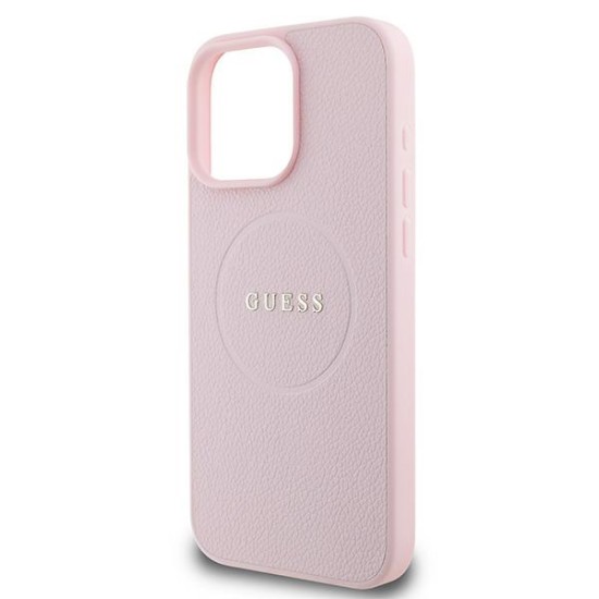 Guess Grained Ring MagSafe iPhone 16 Pro Case - Pink