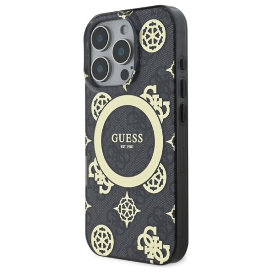 Guess IML Peony On 4G Background MagSafe case for iPhone 16 Pro - black Guess IML Peony On 4G Background MagSafe case for iPhone 16 Pro - black