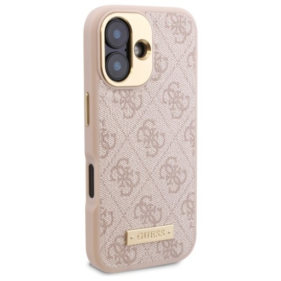 Guess 4G Logo Plate MagSafe iPhone 16 Case - Pink Guess 4G Logo Plate MagSafe iPhone 16 Case - Pink