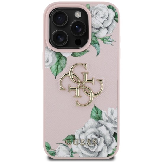 Guess Grained Roses Big 4G logo iPhone 16 Pro Max case - pink Guess Grained Roses Big 4G logo iPhone 16 Pro Max case - pink