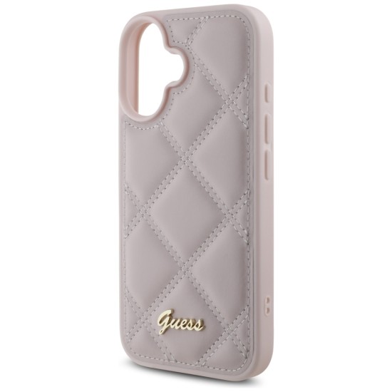 Guess Quilted Metal Logo iPhone 16 Case - Pink Guess Quilted Metal Logo iPhone 16 Case - Pink