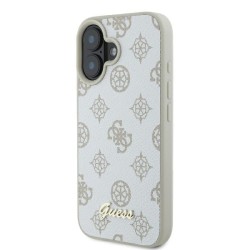 Guess Peony Script Logo MagSafe iPhone 16 Case - White Guess Peony Script Logo MagSafe iPhone 16 Case - White