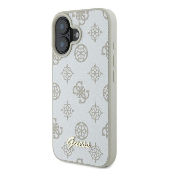 Guess Peony Script Logo MagSafe iPhone 16 Case - White Guess Peony Script Logo MagSafe iPhone 16 Case - White