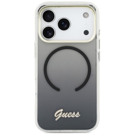 Guess IML Gradient Script Metal MagSafe Case for iPhone 17 Pro - Black